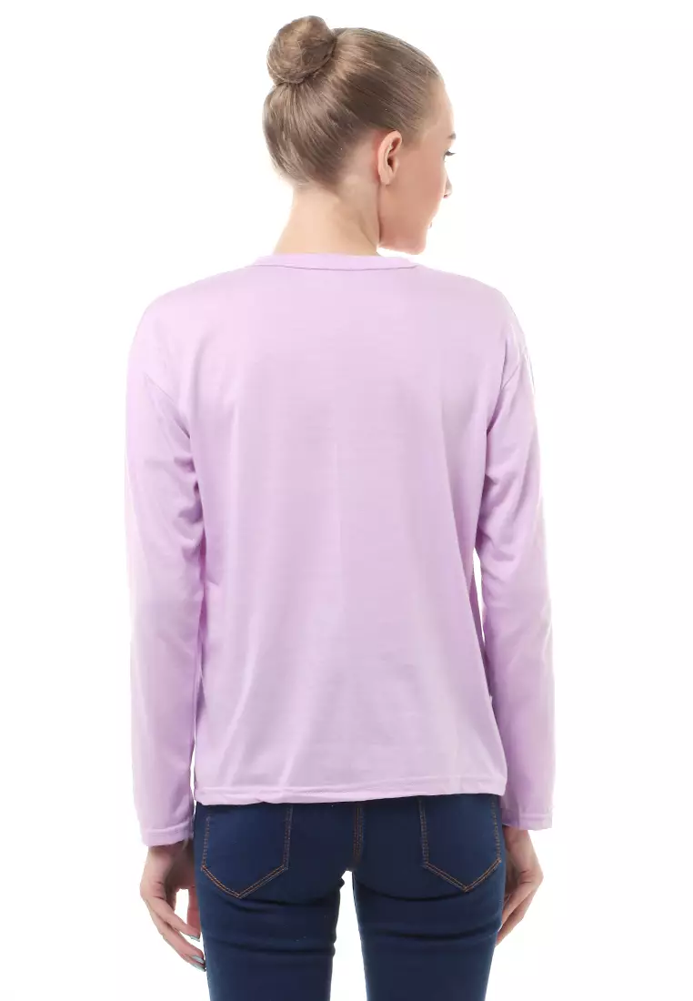 Heller Kaos Atasan Wanita Oversize Motif Print Short Sleeves Relaxed Fit - Lepan Lilac