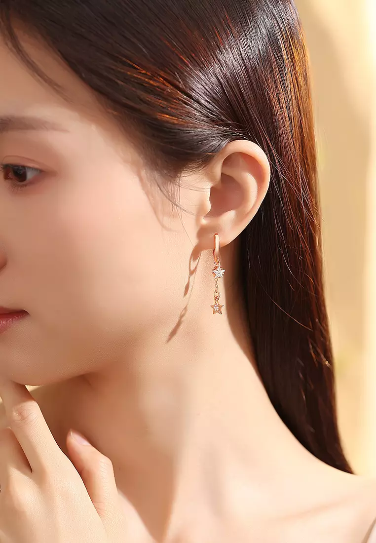 Anting Wanita Berlian Dilapisi Platinum Original Star Style Fashion Korea Anting Giwang Tusuk Cewek
