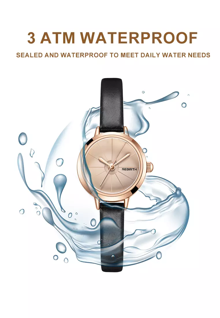 Jam Tangan Wanita Gaya Korea yang Elegan Tali Kulit Anti Air Jam Tangan Cewek Hitam