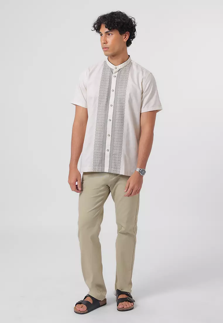 Kemeja Koko Pria Lengan Pendek Baju Muslim Pria REEM LIGHT BEIGE