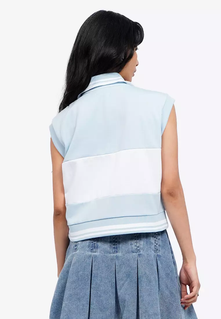 Logo Detail Sleeveless Polo Top