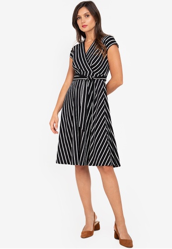 ZALORA WORK multi V Neck Midi Dress E8660AAB69FE6AGS_1