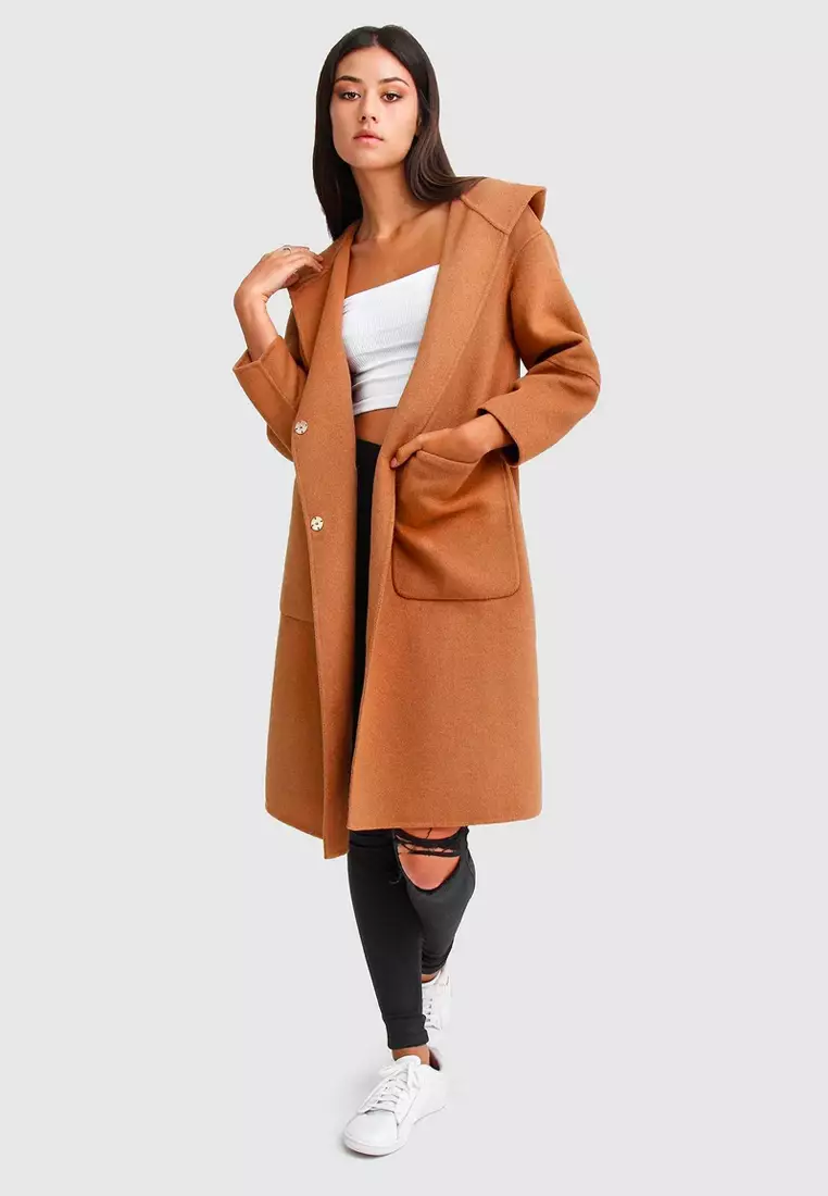 Wool blend sale hooded coat