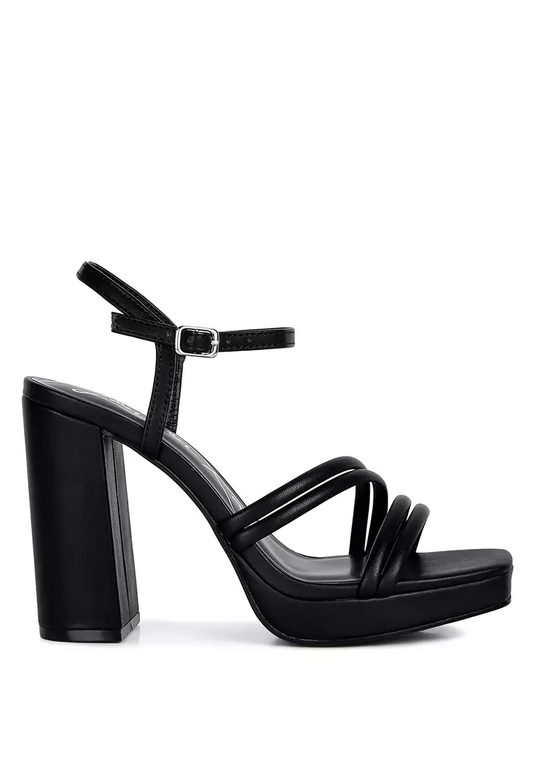 London Rag Black High Heel Platform Strappy Sandals 2024 Buy London