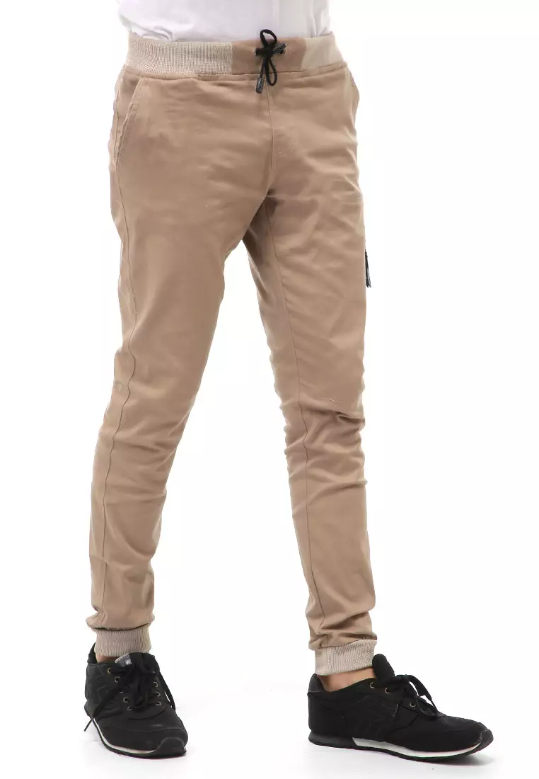Locko Long Pants Celana Jogger Pria Style Comando Material Cotton ORIGINAL - Cream