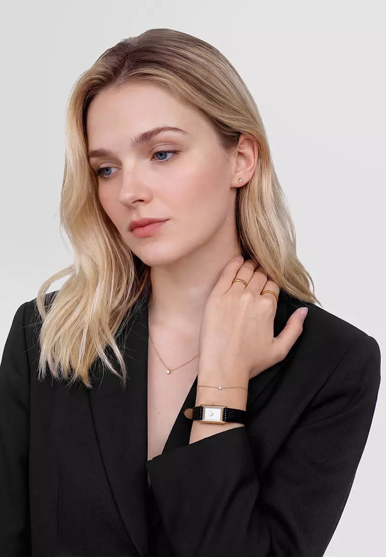 Bound Mini Black Lizard White Gold - Women Watch Stainless Steel Leather Strap watch DW Official Authentic Original 女士手錶 不銹鋼手錶 DW 官方 真皮手錶 正品