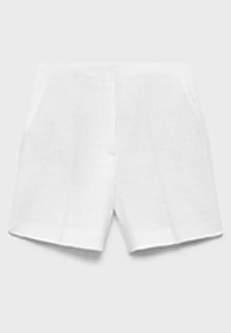 Straight Mid-Rise Linen Shorts
