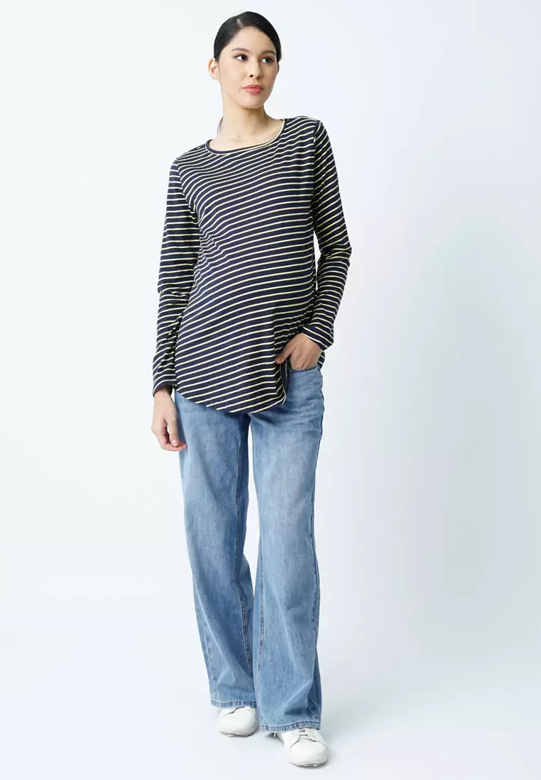 Light Blue Maternity Full Panel Wide Leg Jeans