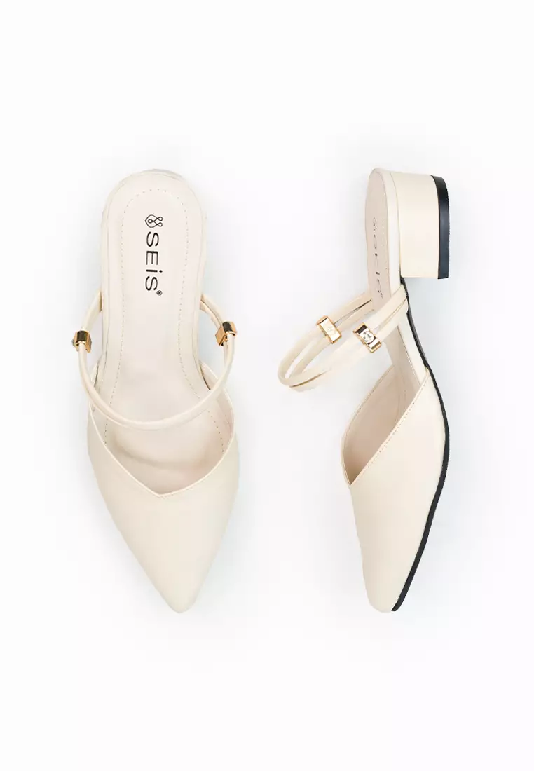 SEIS shoes Joy Mules Wanita Heels 3 cm - CREAM