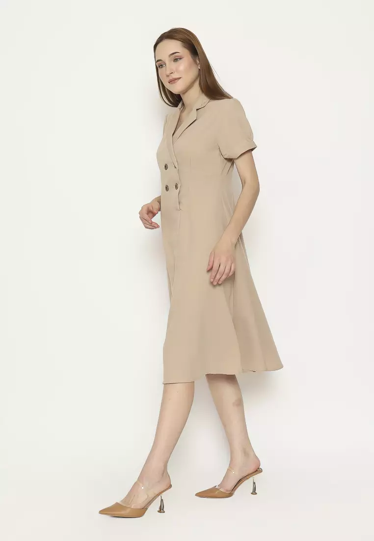 Urban Exchange Verita Khaki Dress - Midi Dress Gaun Wanita