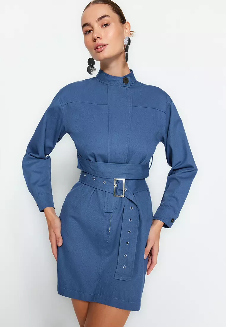 Belted straight fit shirt dress sales