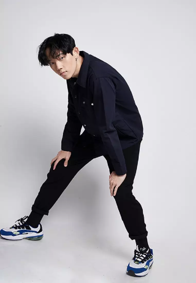 Jaket parka outer jaket pria semi parka warna Biru dongker