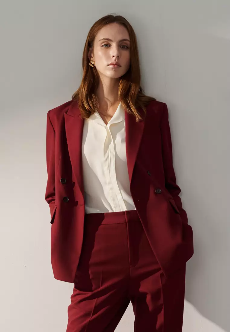 SST&C奶油白絲光造型V領上著