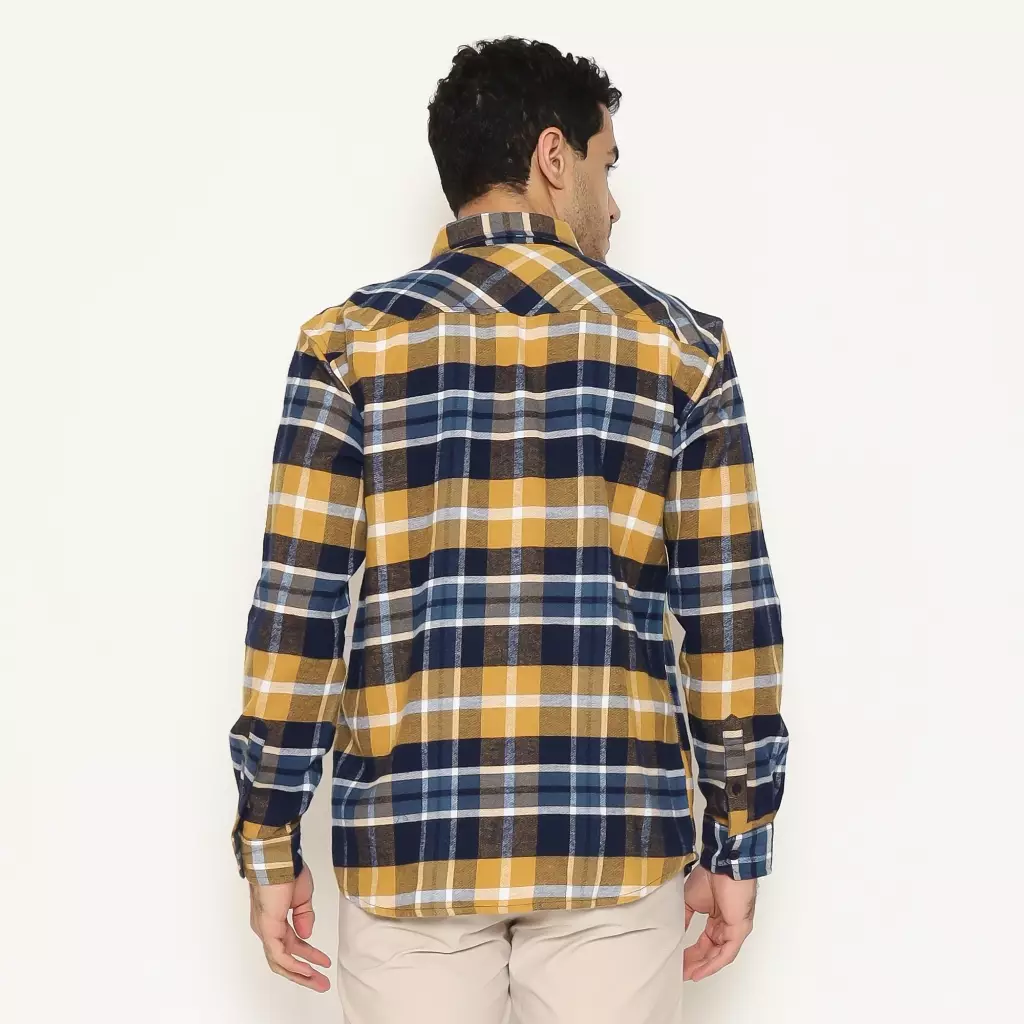 AMK Kemeja Pria Flannel Lengan Panjang SHF KENZO L/S CAMEL