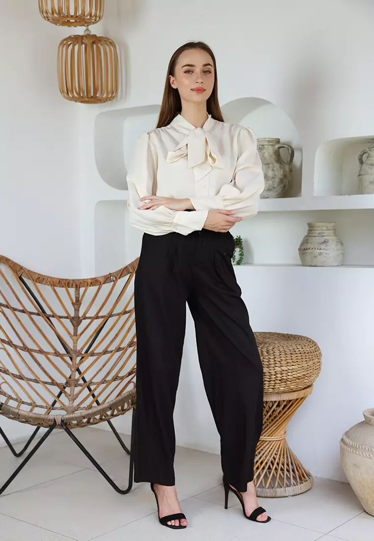 Mannequin Ribbon Silk Sateen Shirt