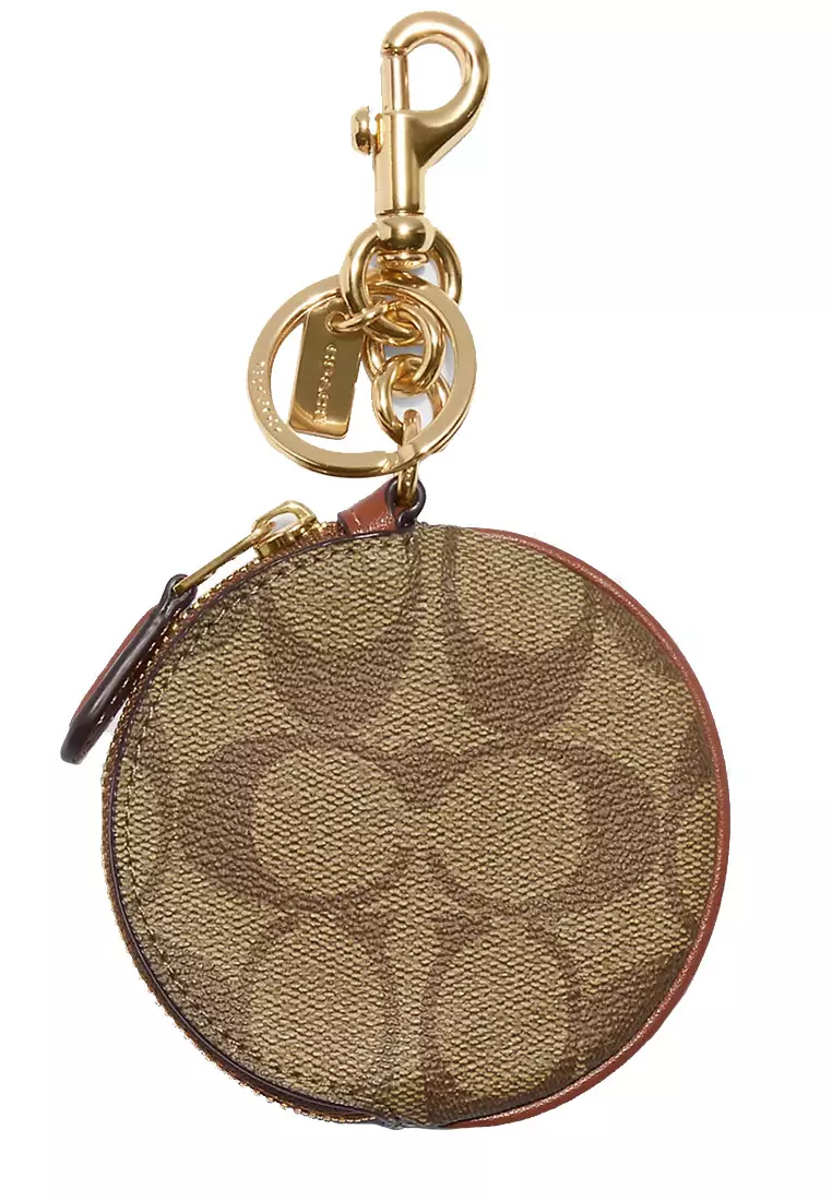 Buy COACH Coach Circular Coin Pouch In Signature Canvas in Brown