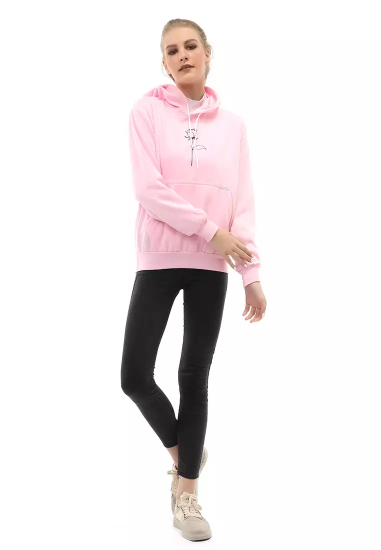 Hardwin Hoodie Jacket Rose Casual Wanita Material Fleece ORIGINAL - Baby Pink