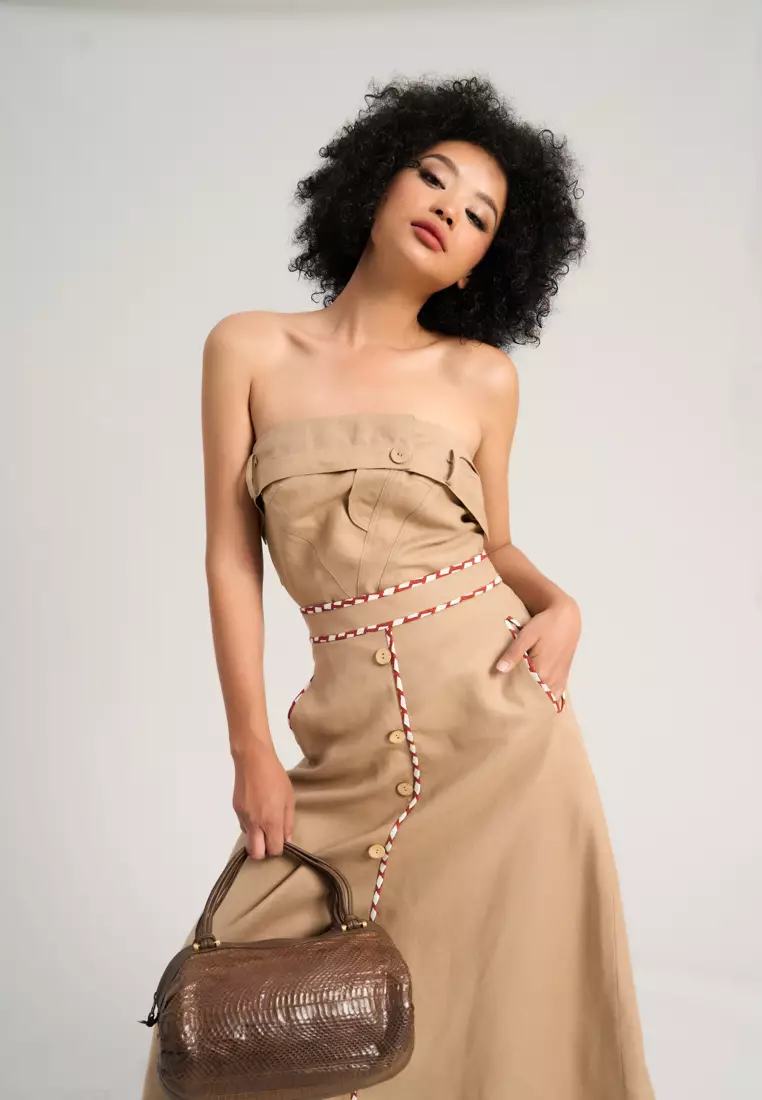 Beige Linen Tube Top