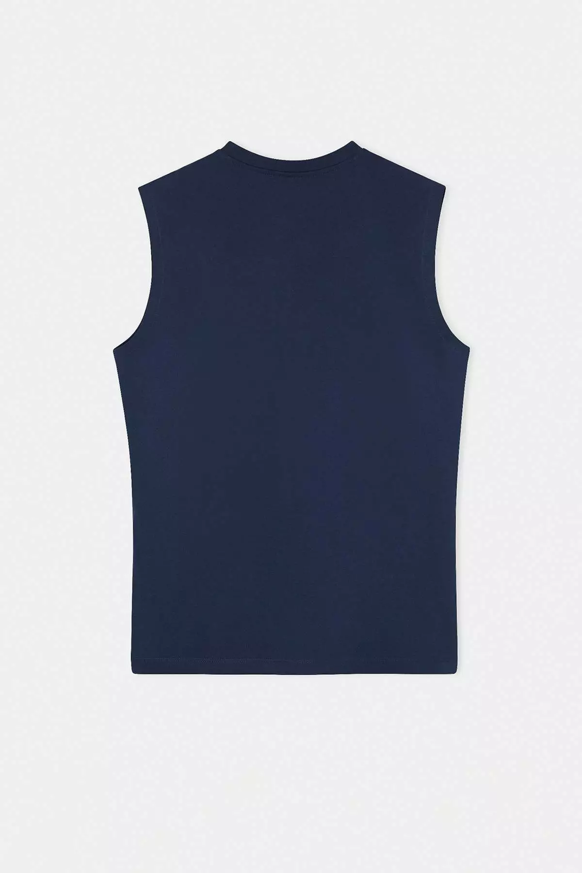 Navy Blue Regular Cut Slogan Printed 100% Cotton Undershirt Tmnss26Al00003