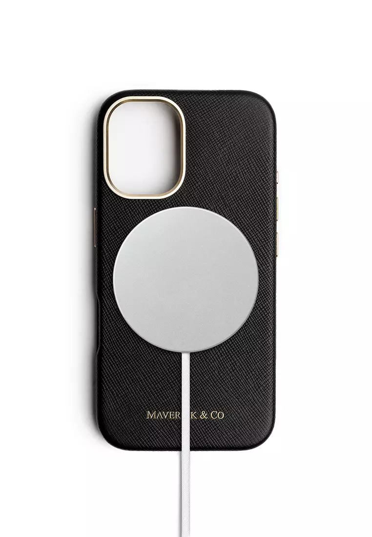 Maverick & Co. Saffiano Leather Phone Case Black