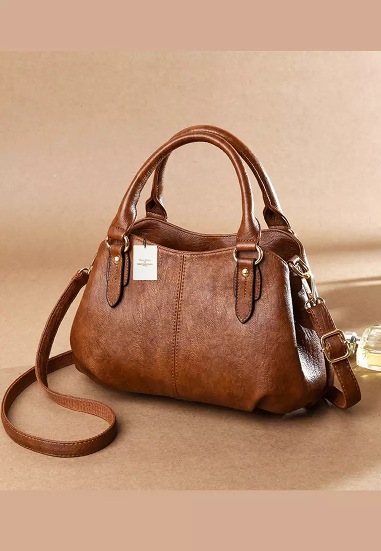 Stylish Textured Faux Leather Three Way Handbag JW HD-2674