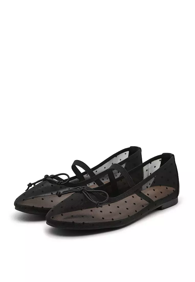 Chloe Mesh Maryjane Flats (1cm) - Black