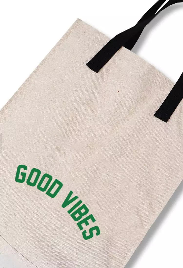 AMC95 totebag aesthetic pria wanita kanvas krem putih good vibes