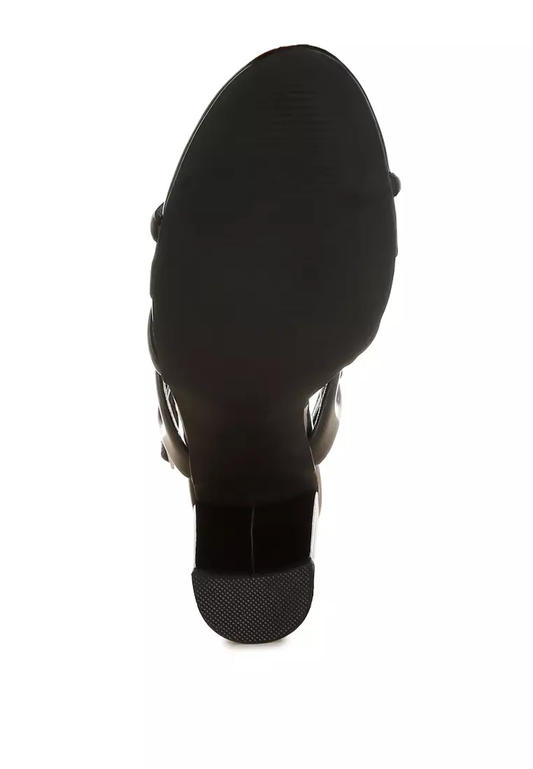 Black Cut Out Chain Sandals