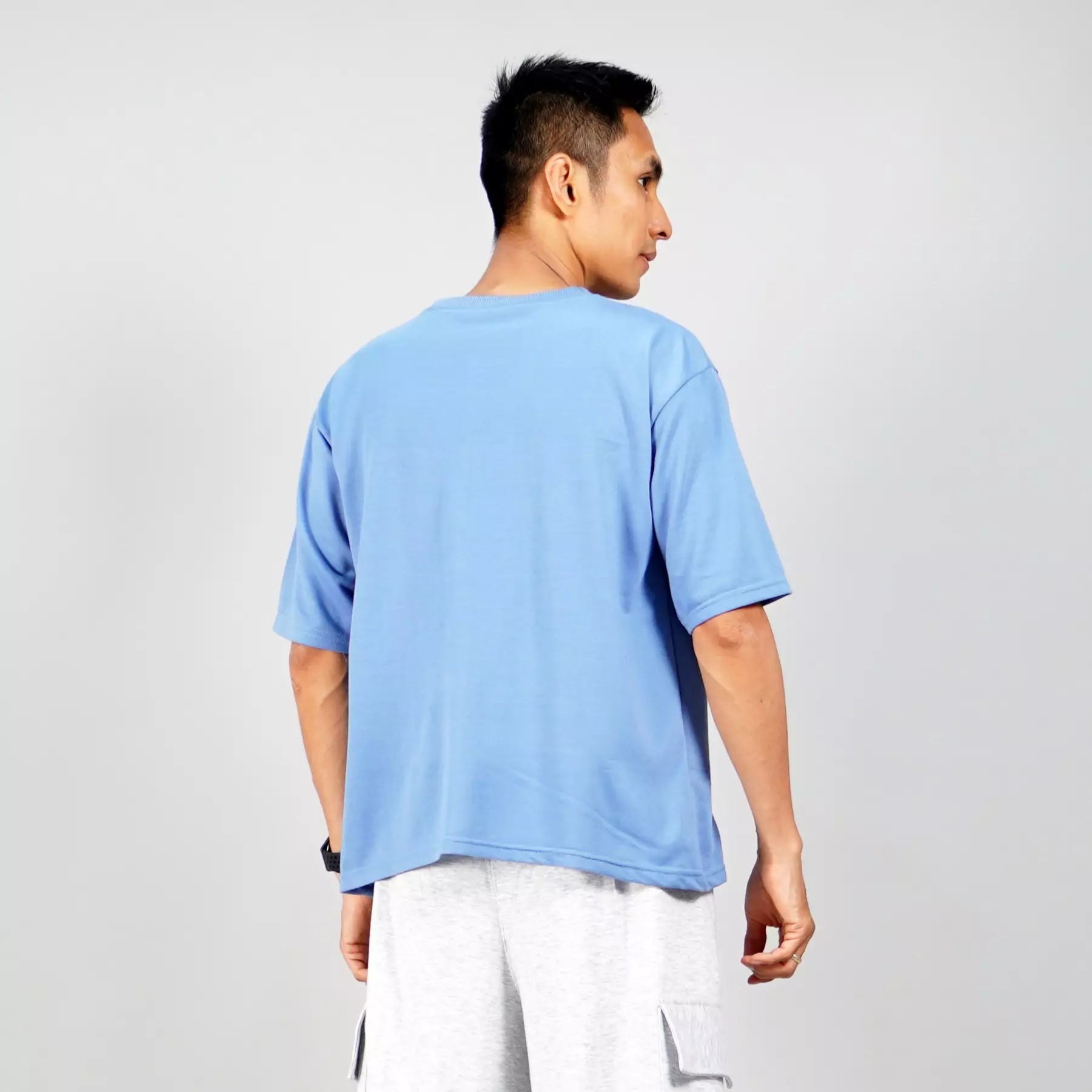 GEORGE Kaos Pria Baju Kaos Oversize Pria Lengan Pendek Oversize TShirt - BLUE