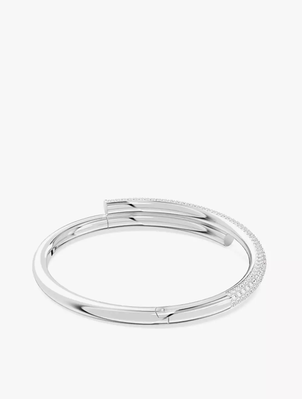 Dextera Bangle, Magnetic Closure, White, Rhodium Plated - S - White