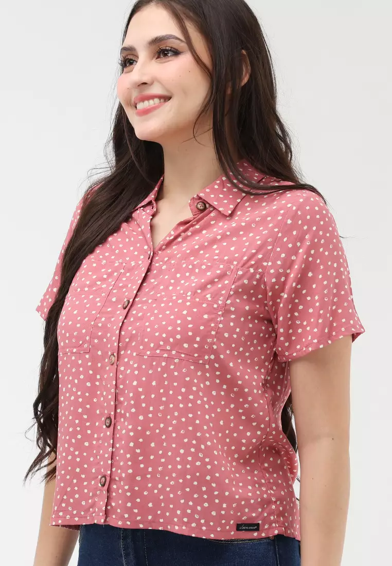 Woven Printed Rayon Short Sleeves Blouse