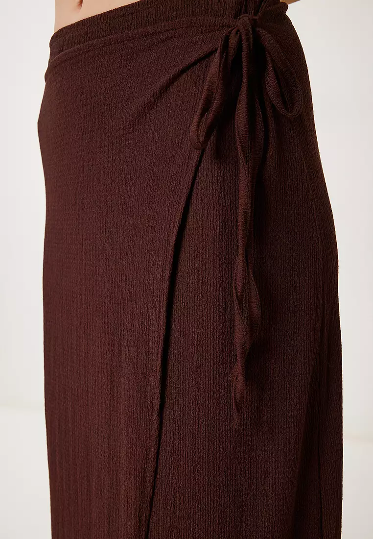 Tie-Up Wrapped Knitted Skirt