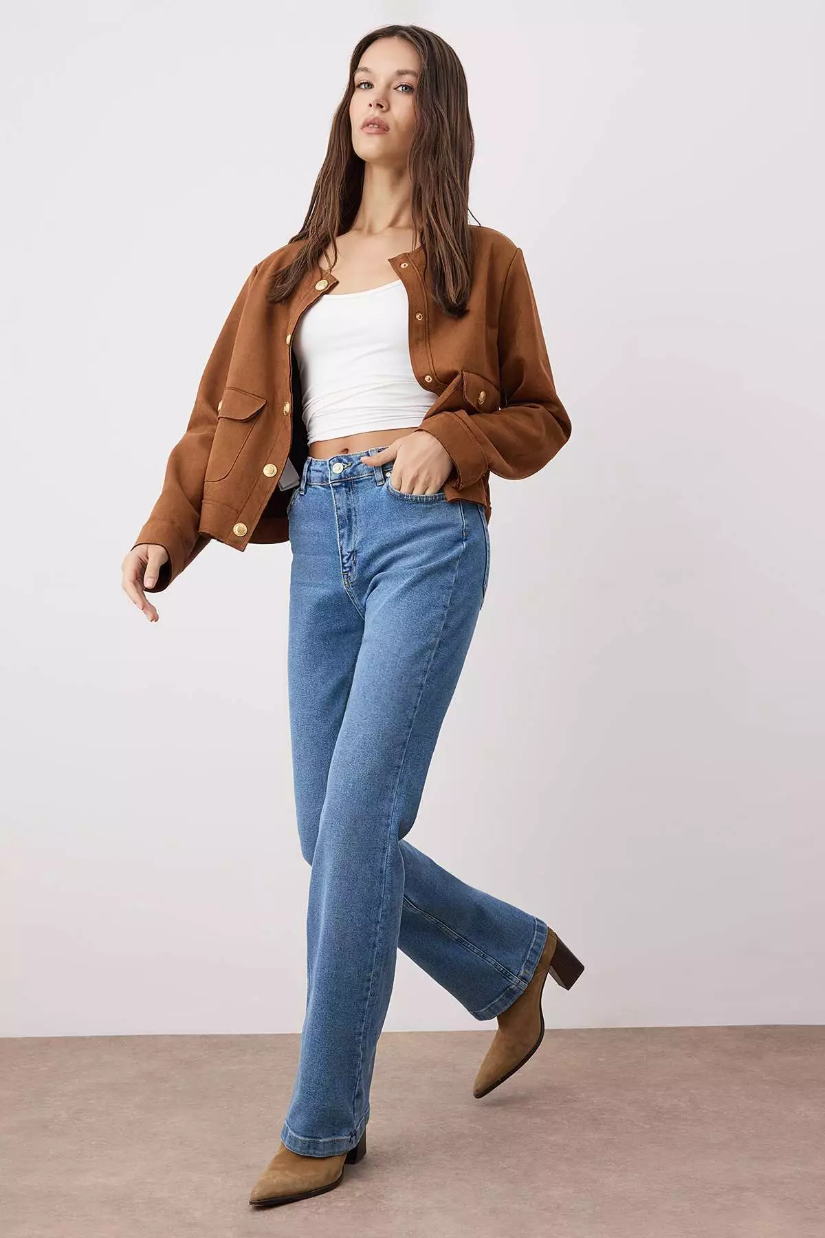 Light Blue High Waist Flared Jeans