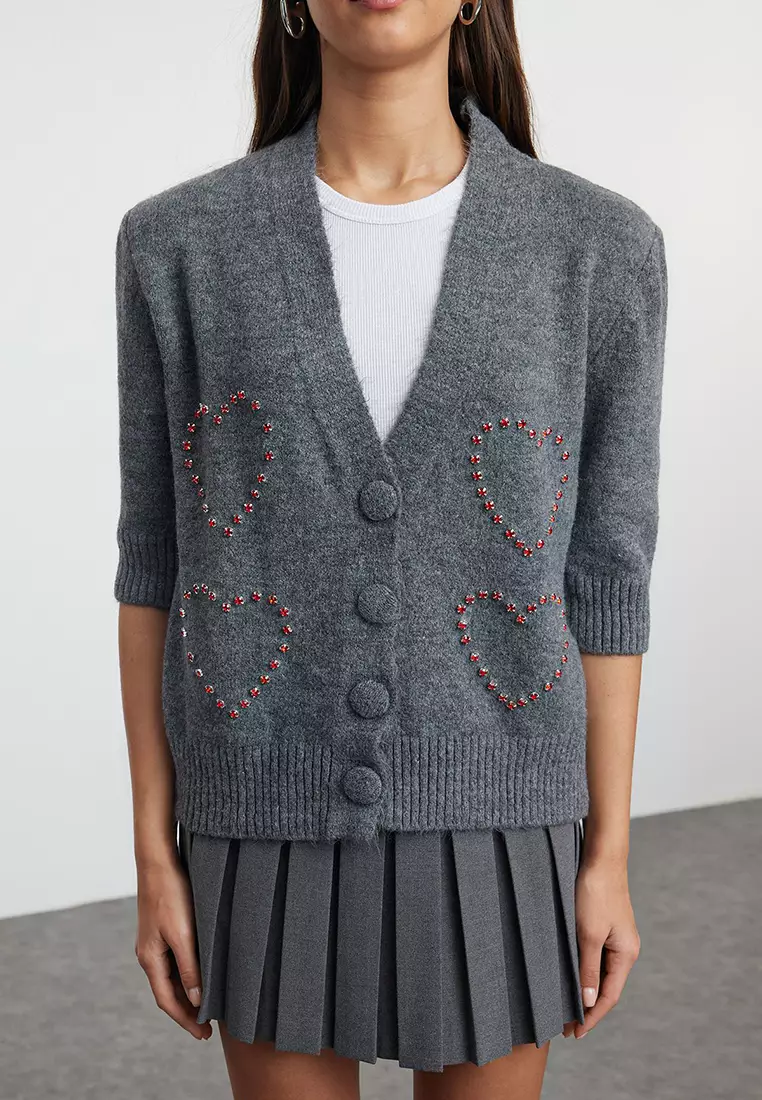 Embroidered Wool Knitwear Cardigan