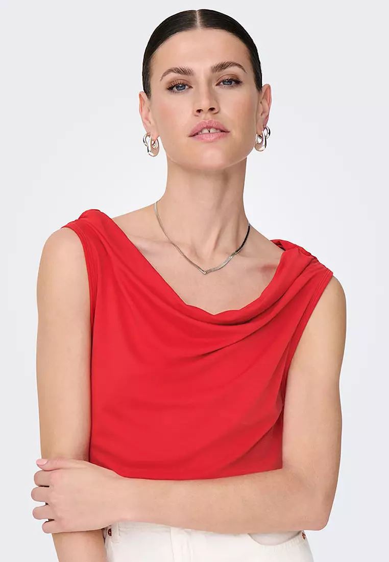 Sleeveless Waterfall Jersey Top