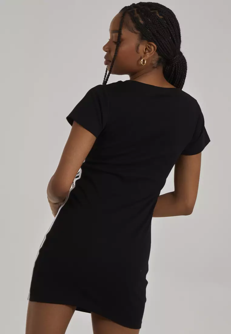 Pink Vanilla Black Sports Stripe Jersey Dress