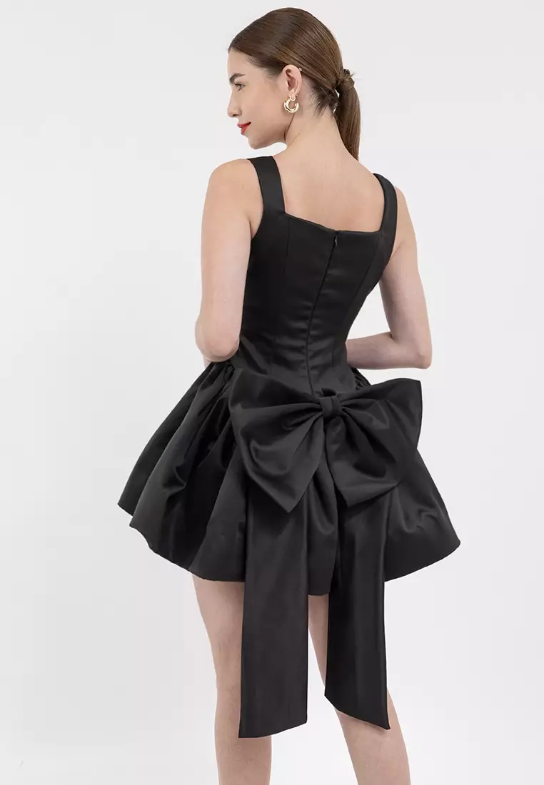 Yulia Bow Detail Satin Mini Dress