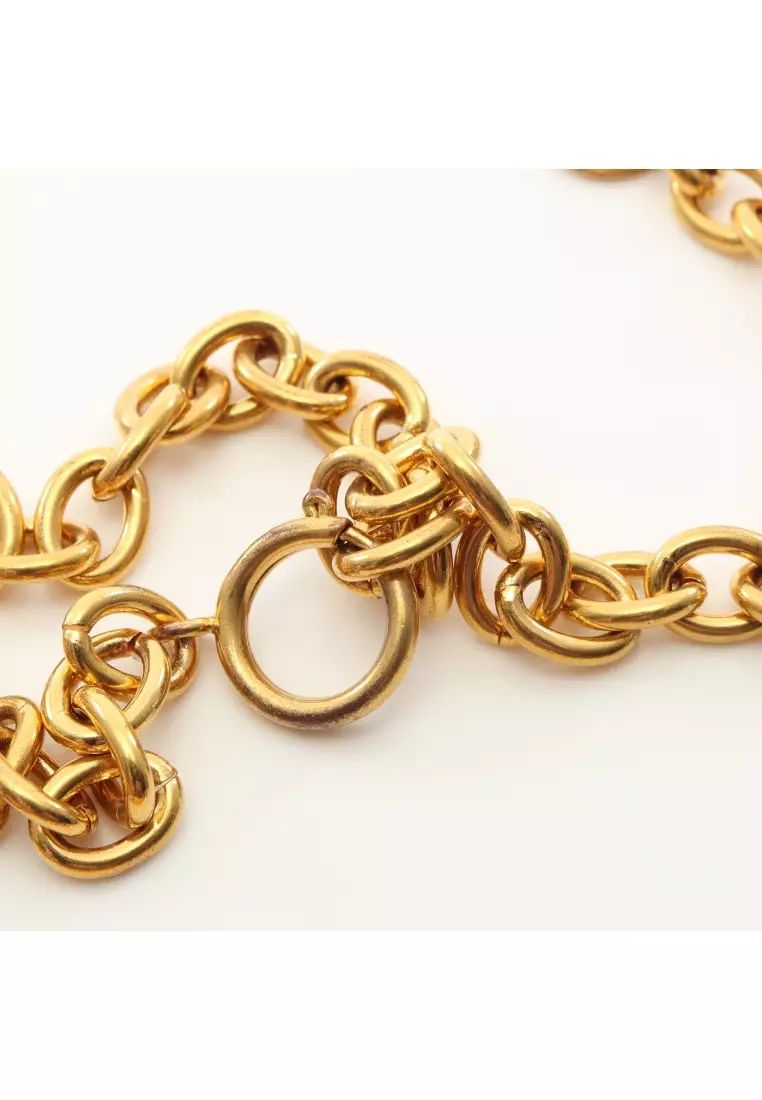 Pre-Loved Chanel coco mark necklace GP gold 93P