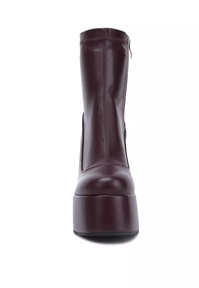 Maroon platform boots top