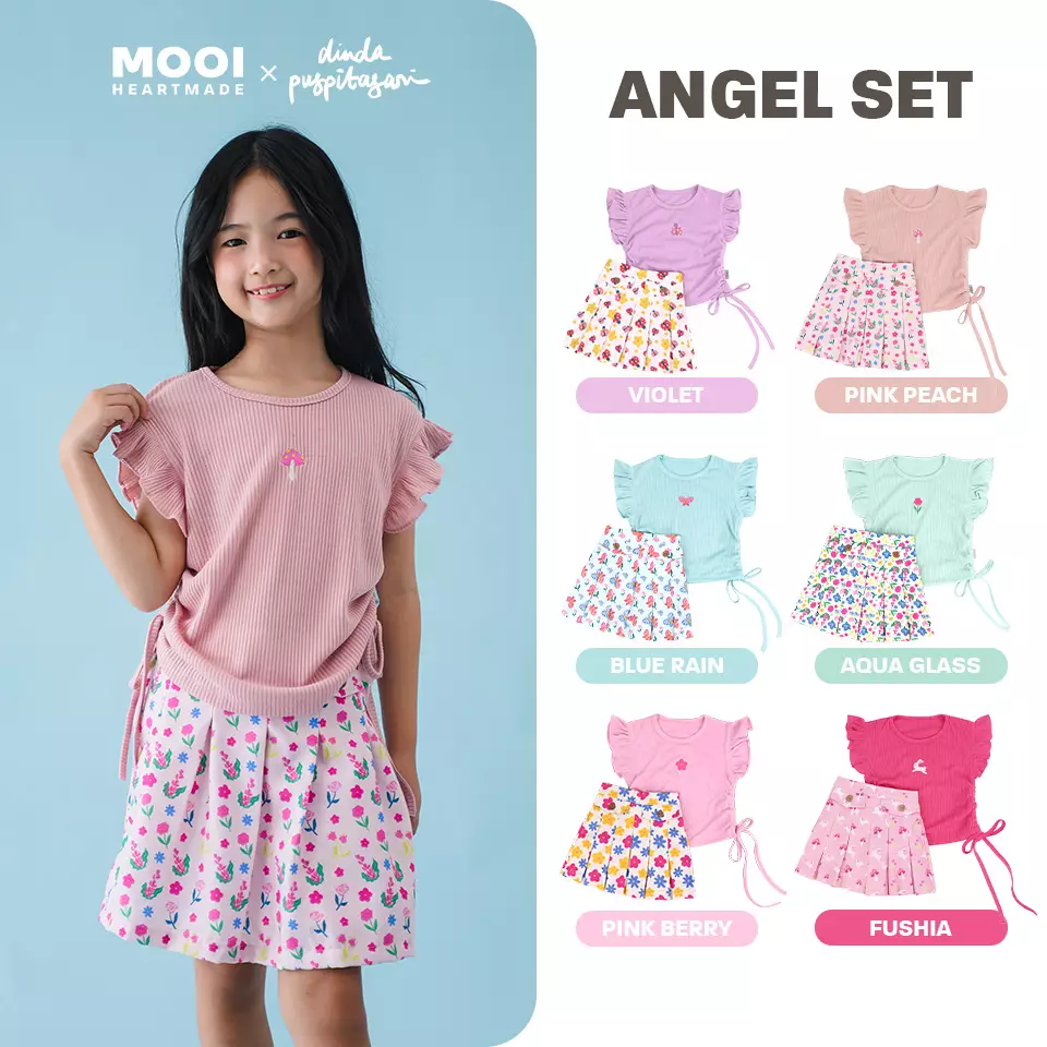 Mooi X Dinda Puspitasari Setelan Anak Perempuan Angel Set - Violet