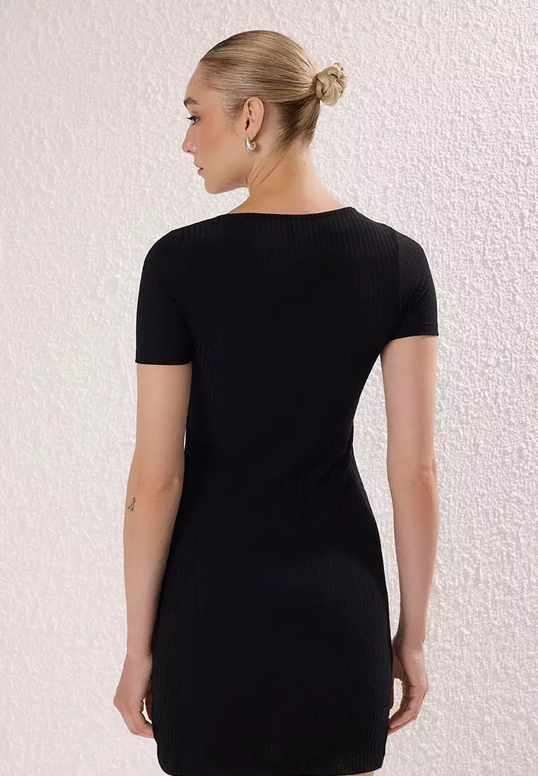 Black Mini Bodycone/Fits Knit Dress Twoss25El00851