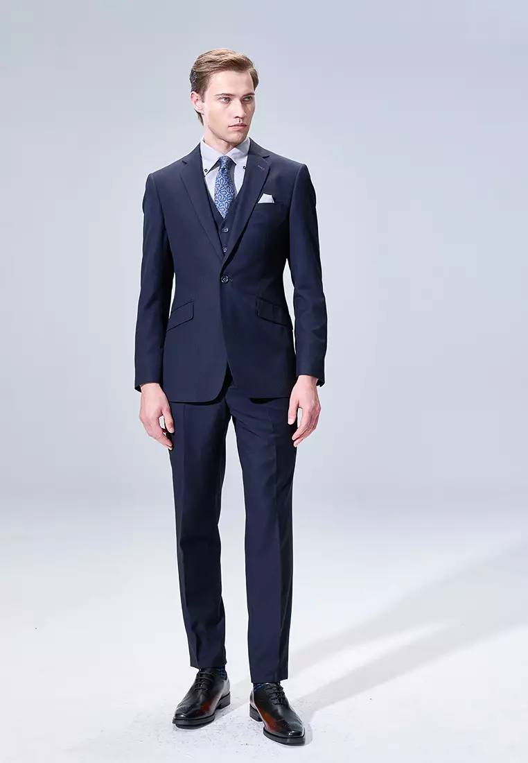 Midnight Blue Houndstooth Slim Suit