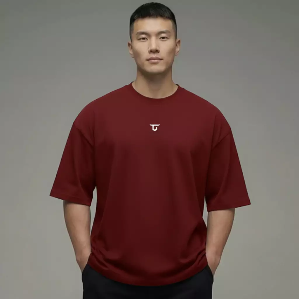 THIRDDAY Kaos Oversize Gym Kalcer Cotton Hybrid 240gsm "lift metal" maroon MTZ58