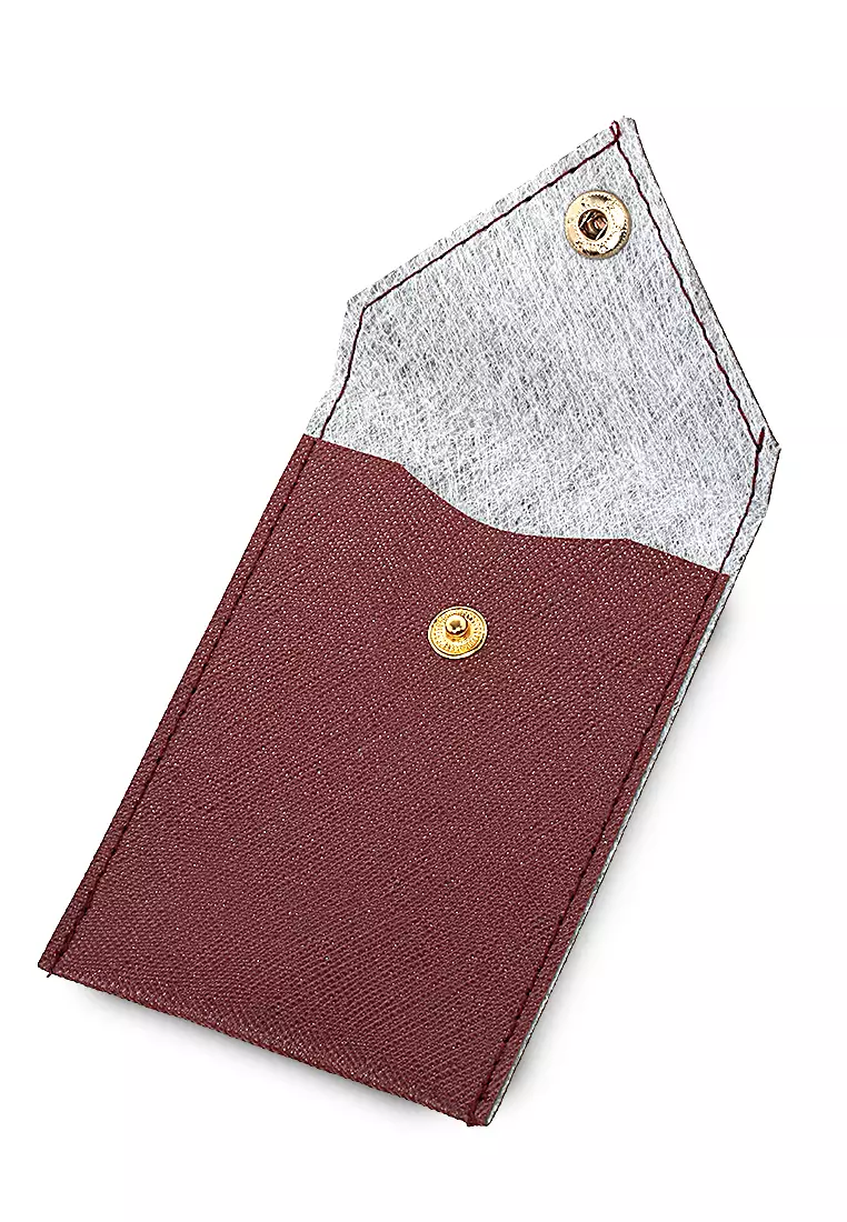 Manley Card Wallet Motif Polos Pengait Kancing Design Simple - Merah