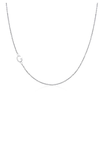 Moody Mood silver .925 Sterling Silver Sideway Letter G Necklace (18k white gold plating) 96DADAC5F98329GS_1