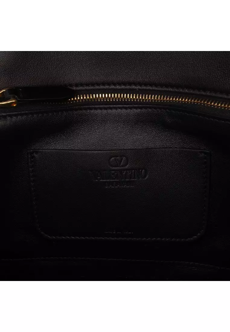 Pre-Loved Valentino Small Shiny Calfskin Vlogo Vain Crossbody