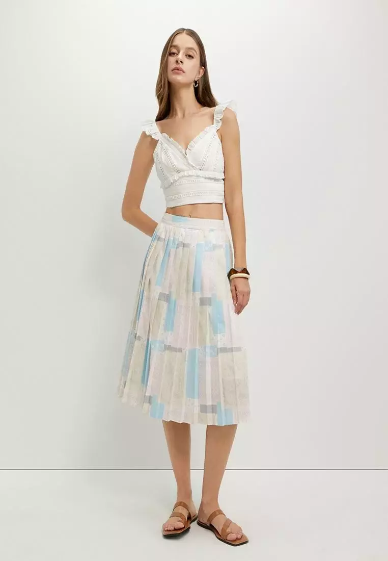Pleated Graphic Print Skirt - Print