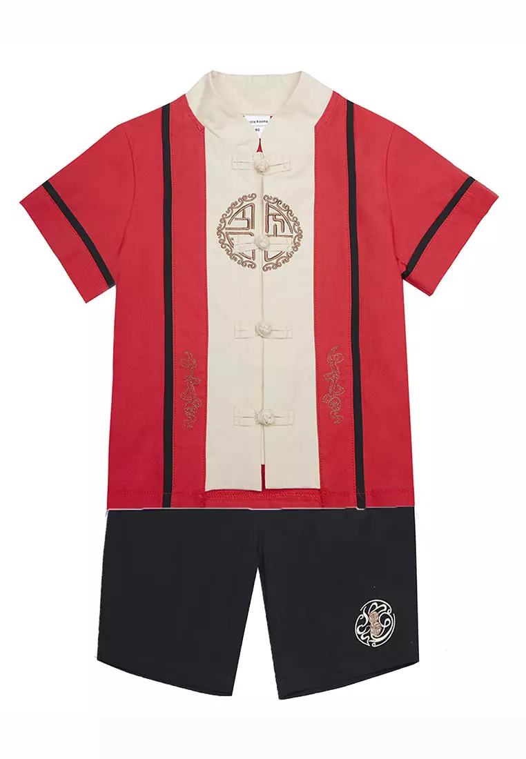 Buy Little Kooma Baby Kids Boys Fake Two Piece Cheongsam Set Red Top N  Black Shorts Cny Chinese New Year Outfit Online | Zalora Malaysia