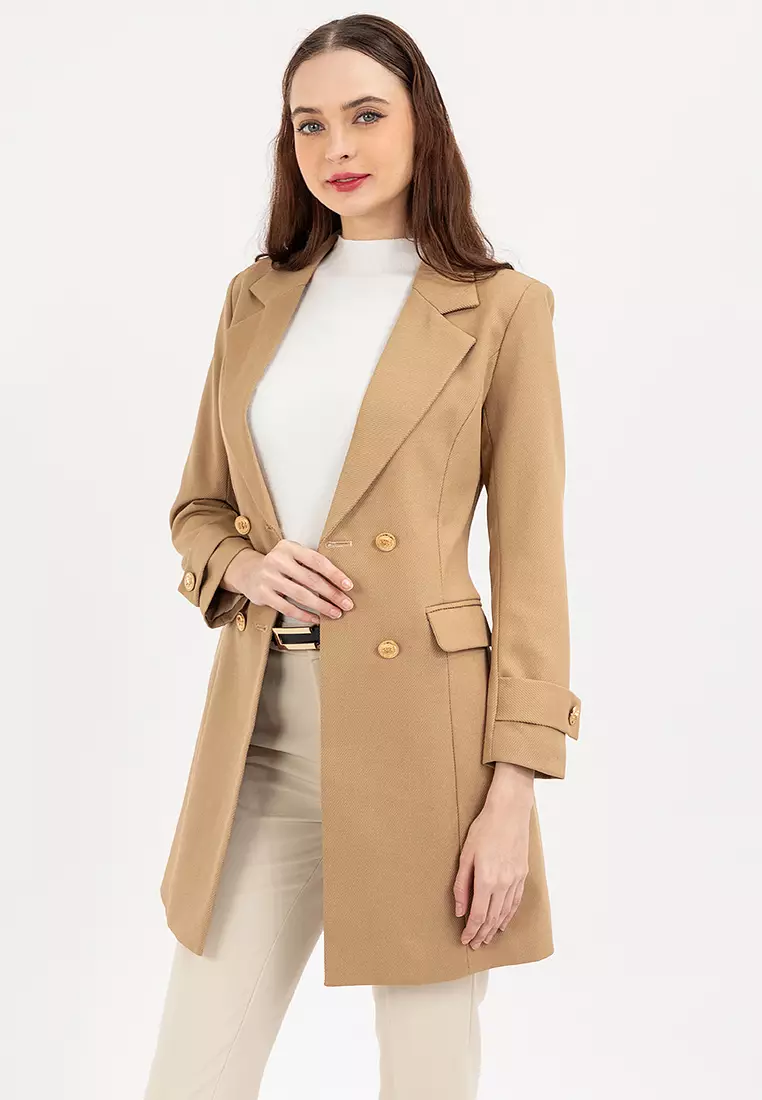 Double Breasted Blazer Trench Coat