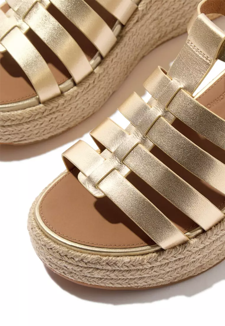 Platforms Espadrille Metallic-leather Fisherman Wedge Sandals